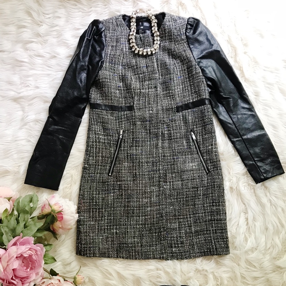 H&M coat with faux leather sleeves
